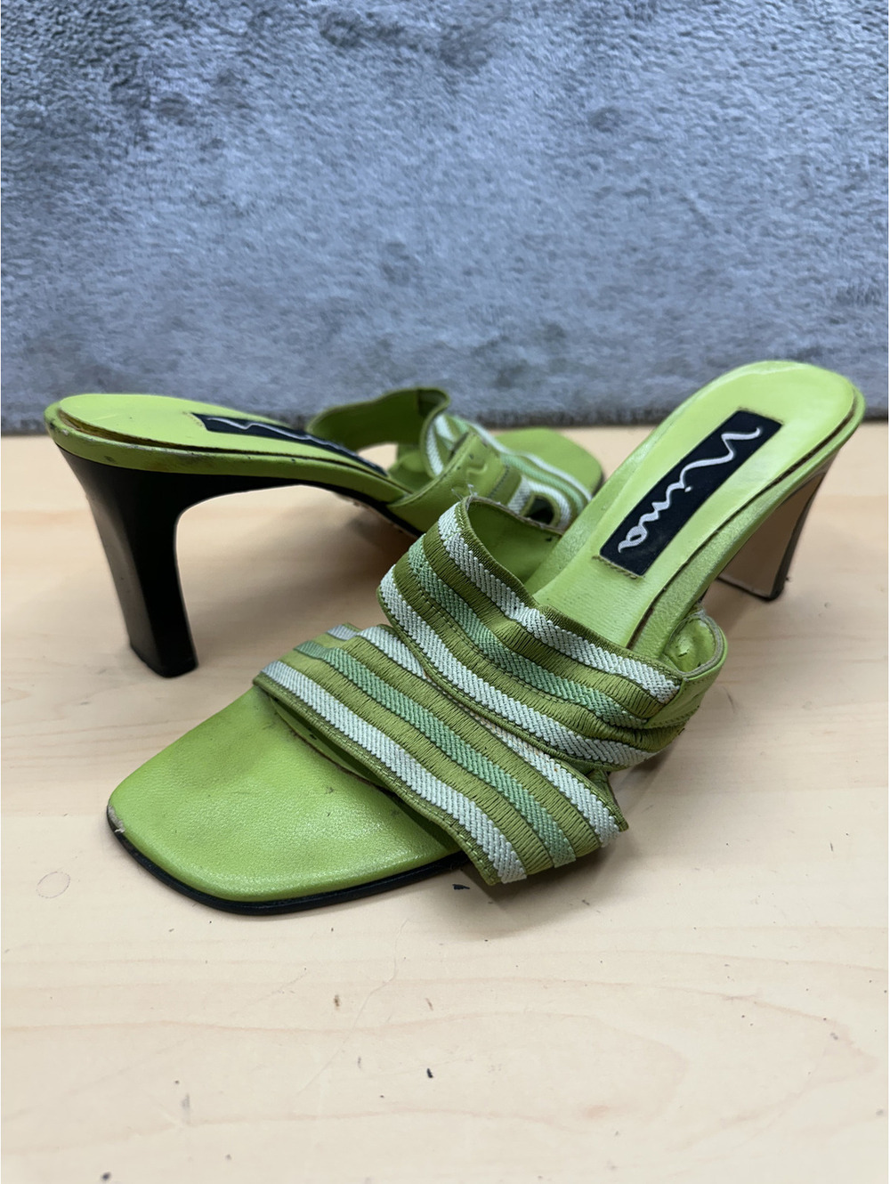 Nina Lime Green Strappy Heels Vintage Y2K Style Shoes
